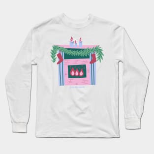 Cozy Christmas Fireplace Long Sleeve T-Shirt